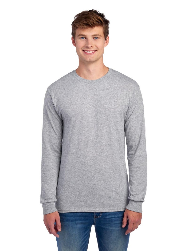 Jerzees Men's Dri-Power Cotton Blend Long Sleeve Tees, Moisture Wicking, Odor Protection, UPF 30+, Sizes S-3X, Athletic Heather, Large - Image 1